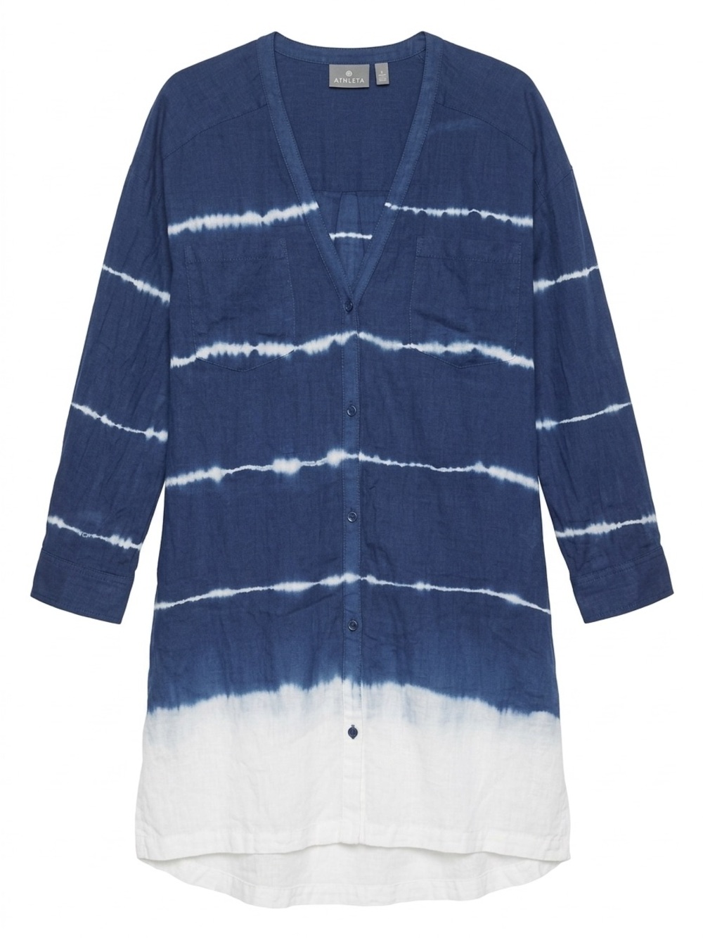 Athleta Silk Cotton Tunic Coverup Blue White Tie Dye Beach Top S